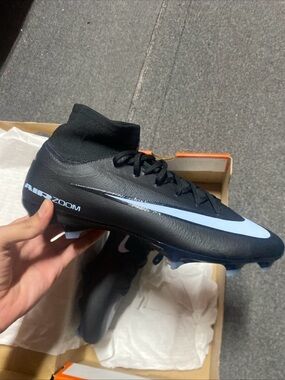 Nike Zoom Superfly 10 Pro FG Black /Ice Blue Size US 10 Soccer Cleats